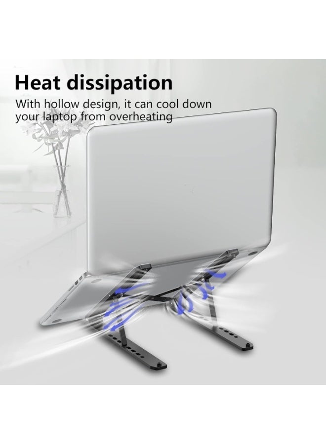 ZABGALTHO Laptop Stand for Desk, Ergonomic Design Adjustable Aluminum Foldable Portable Computer Stand, Compatible with MacBook Air Pro, HP, Lenovo, Dell, More 10-15.6”Inch and Tablets (Silver) - Image 2